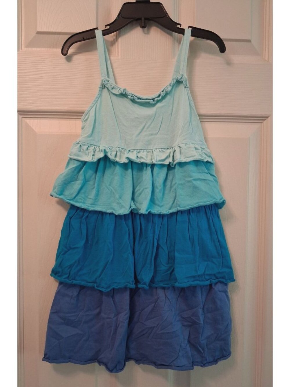 OshKosh Bgosh Girls Shades of Blue Tiered Ombre Strappy Dress Size 6 Cotton